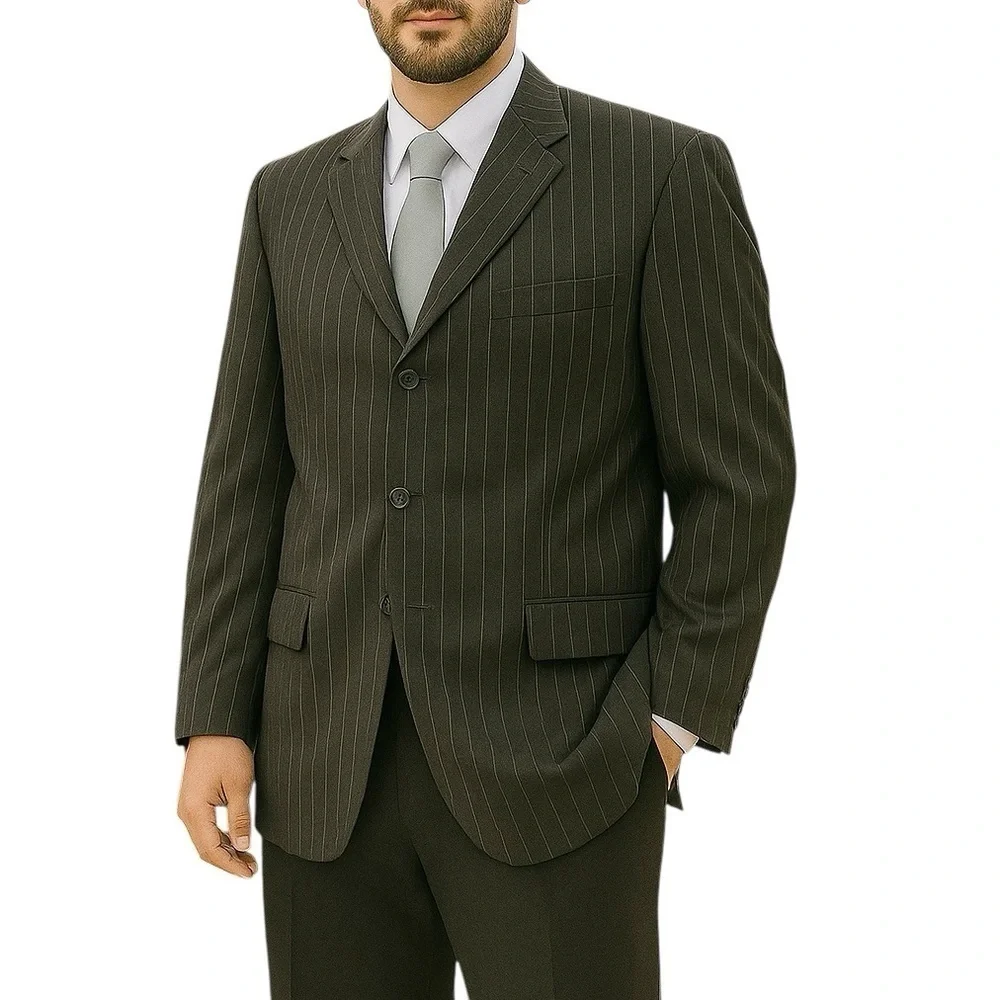GIANNI VERSACE Vintage 90s Charcoal‎ Pinstripe Spot Coat Blazer